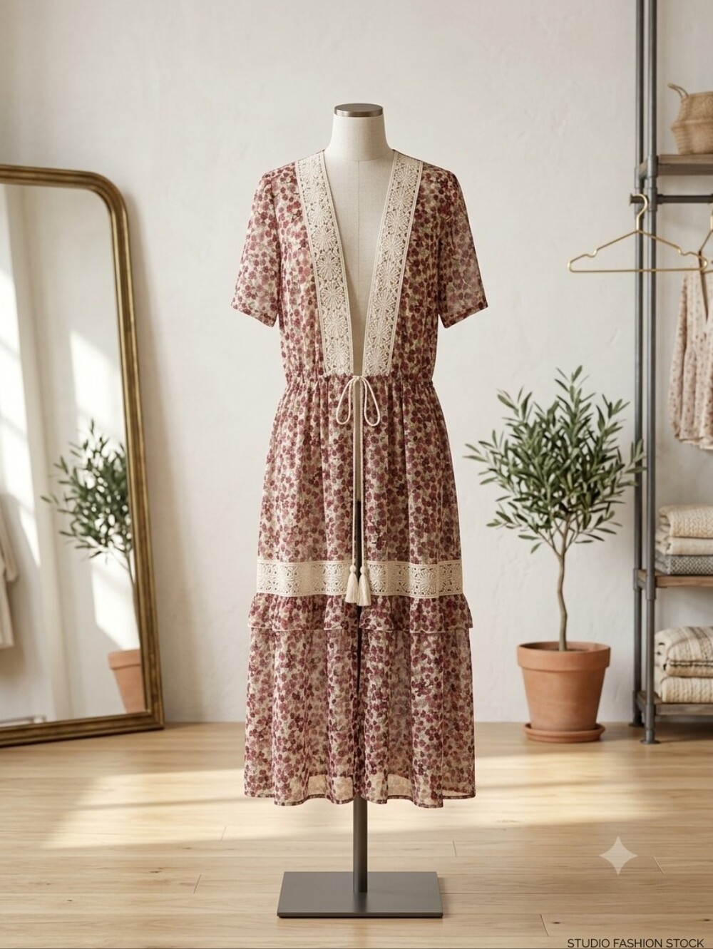 Ember Floral Lace Kimono/Duster, Size XL